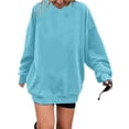thumbnail image 3 of Langwyqu Solid Color Spring Fall Women Long Sleeve Loose Hoodies Sweatshirt, 3 of 5