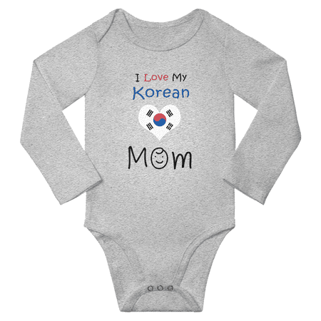 

I Love My Korean Mom Baby Long Slevve Bodysuit Outfits (Gray 18-24 Months)