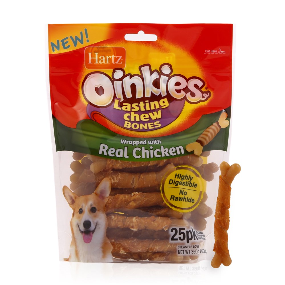 Hartz Oinkies Rawhide Free Chicken Wrapped Dog Treats, 25ct Walmart