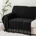 "Battilo Cable Texture Knitted Throw Blanket for Couch and Sofa, Black