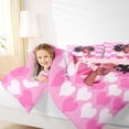 thumbnail image 3 of Castle Fairy Black Kawaii Girl King Size Comforter Sets 3pcs,Pastel Heart Grid Comforters King Size,Blush White Mint,1 Comforter and 2 Pillowcases, 3 of 6