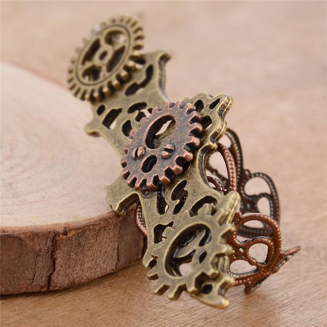 Steampunk Reloj Movimiento Ajustable Shabby Gears Antique Unique Jewelry. Dorado + plata Hugo Anillo Steampunk Gears