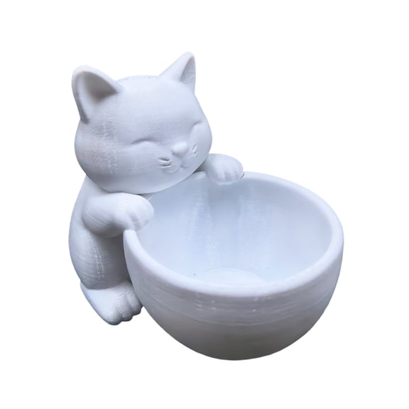 JHyouerji Cute Cat Shaped Plastic Succulent Planter Pot 7x2x3 Inch,White Drainage Hole Small Flower Container for Windowsill Office Indoor Plant Home Decor