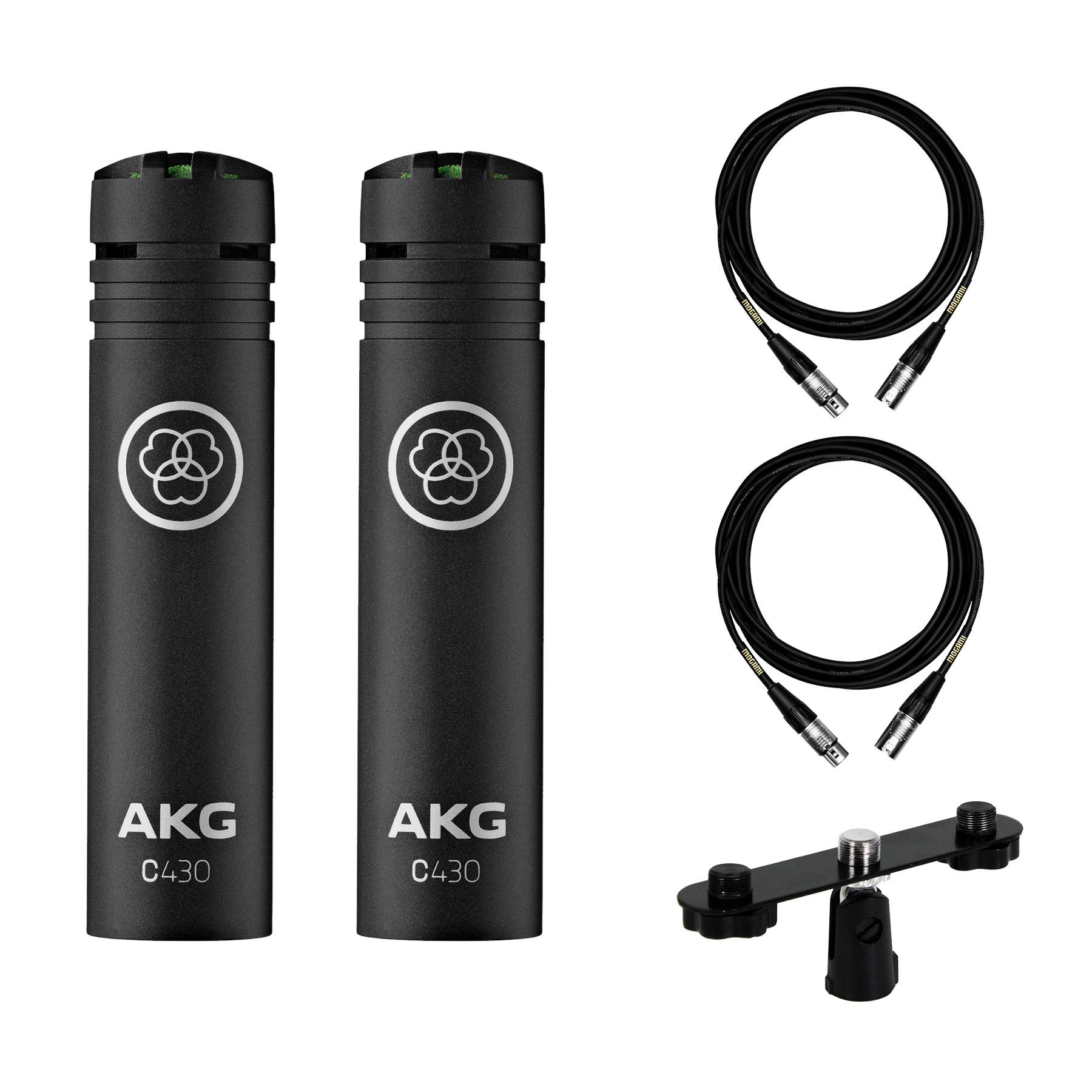 AKG C430 Microphone Stereo Pair Bundle with Mogami XLR Cables & Stereo Bar - image 1 of 5