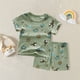 thumbnail image 2 of Gibobby Conjunto de sudadera y pantalón para niños Camisas de manga corta para niños pequeños, Tops, pantalones cortos, traje de 2 uds, conjunto de verano de (H, 6-7 Años), 2 of 5