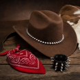 thumbnail image 4 of Voska Cowboy Hats Vacation Cowboy Hats Rivets Studded Gift Cowgirl Hat Coffee One Size, 4 of 6