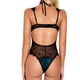 thumbnail image 5 of XmhyTop Lencería erótica una pieza, Body con gargantilla y transparencia, Noches románticas, Talla M Pavo real azul, 5 of 5
