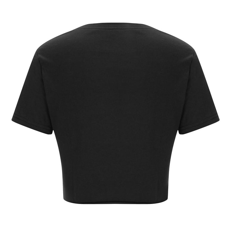 Tシャツ・カットソー Women's Crop Short Sleeve T-Shirt 47B843G NZH 4 RYRJJ Womens Cropped T Shirts Casual Short Sleeve Tie Front
