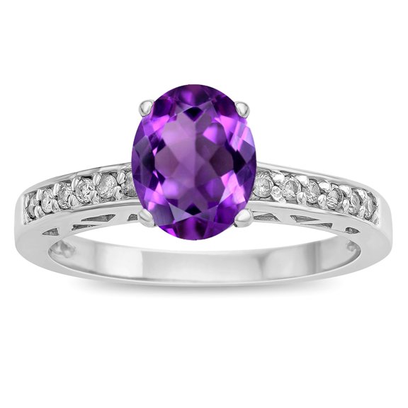 Star K � Oval 8x6 Genuine Amethyst Channel Set Engagement Promise Ring