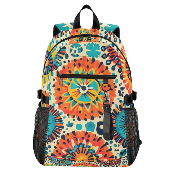 JIALIOU 14" Laptop Backpack Waterproof Airline Approved Stylish Casual Daypack for Travel Business College Work, Colorful Bohemian Geometry