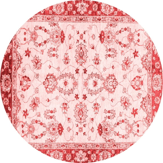 Ahgly Company Indoor Round Oriental Red Traditional Area Rugs, 4' Round