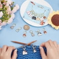 thumbnail image 3 of Alloy Enamel Cat Charm Locking Stitch Markers with Golden Tone Brass Ring Mixed Color 28~32mm 14pcs/set for DIY, 3 of 6