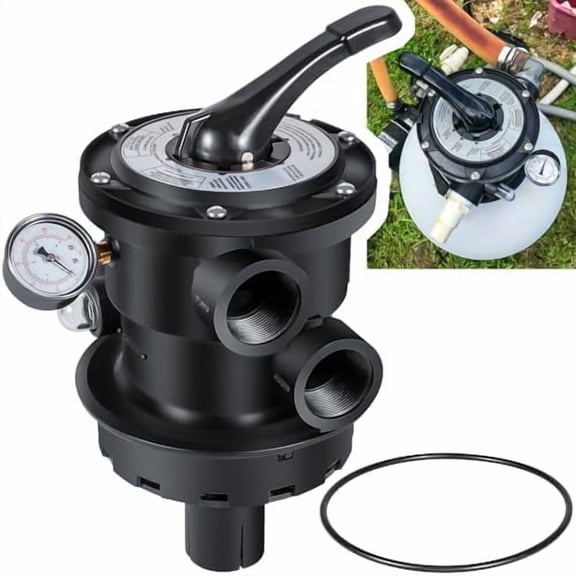 Replacement for Hayward SP0714T VariFlo Top-Mount Multiport Valve for All Hayward Above-Ground Pro and VL Series Sand Filter 1.5-Inch FIP Plumbing 7-Positions Clamp Style Control Valve Upgraded Black