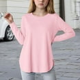 thumbnail image 2 of Shirts For Girls 10-12 Shirts For Teens Girls Girls Long Sleeve Shirts Kids Casual Crewneck Soft Side Slit Tunic Tops Blouse Light Pink 10-11 Years, 2 of 5