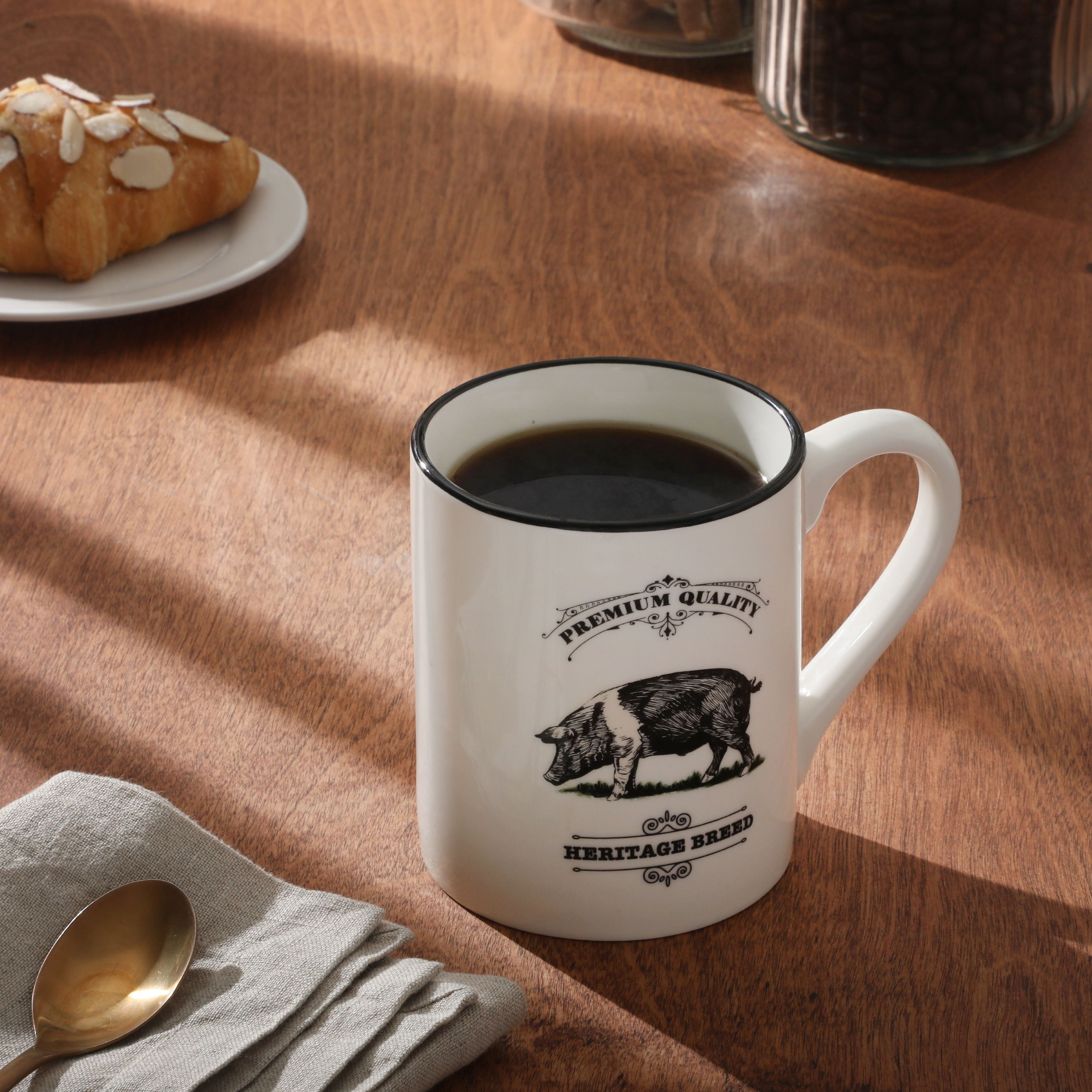 Mainstays 17oz Pig Barn Animal White Stoneware Mug