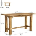 thumbnail image 2 of TRIBEWOOD 63” Solid Wood Bar Table, Counter Height Pub Table with Reinforced Base, Rectangular High Top Dining Table for Kitchen, Home Bar，Natural Wood, 2 of 5