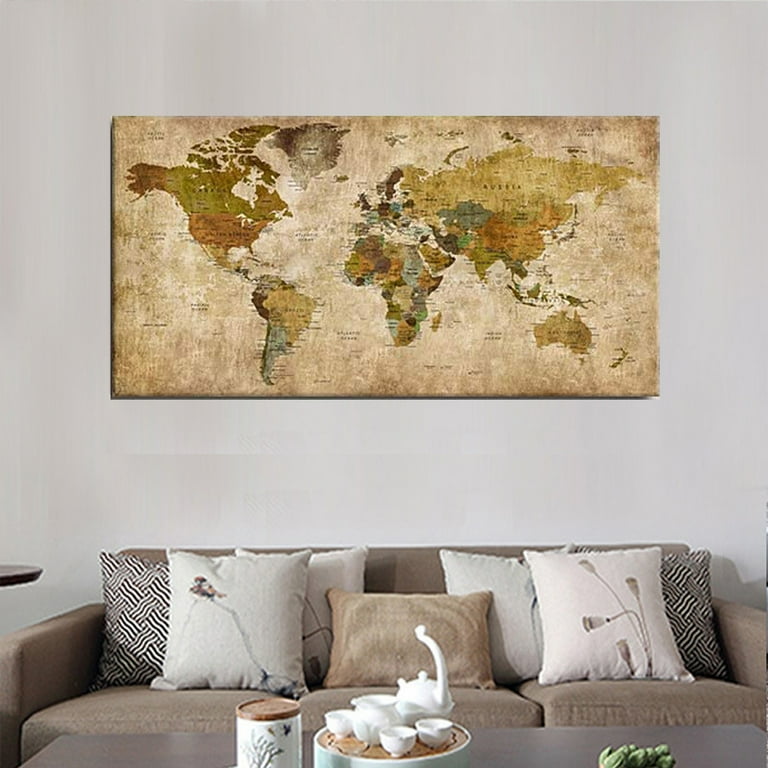 Painted World Map Wall Mural