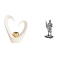 thumbnail image 1 of Figura decorativa de escritorio: estatua de caballero con forma de corazón. Pieza de arte decorativa hecha de cerámica y resina. Ideal para regalar, d, 1 of 8