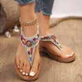 thumbnail image 5 of Xunlbb Women's Sandals Beaded Ethnic Style Flat Bottomed Sandals Elastic Bands Beach Sandals Roman Shoes Women's Fashion Shoes Up to 60% Off, 5 of 6