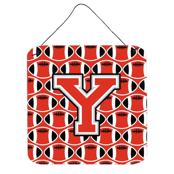 Letter Y Football Scarlet and Grey Wall or Door Hanging Prints