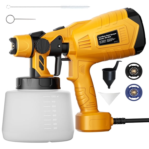 Paint Sprayer - Dinosoo 700W HVLP High Power Electric Spray Paint Gun with Adjustable Spray Width, 2 Nozzles & 3 Patterns, 1000ml Container, Easy to Clean, for Furniture, House, Fence, Walls, Etc.