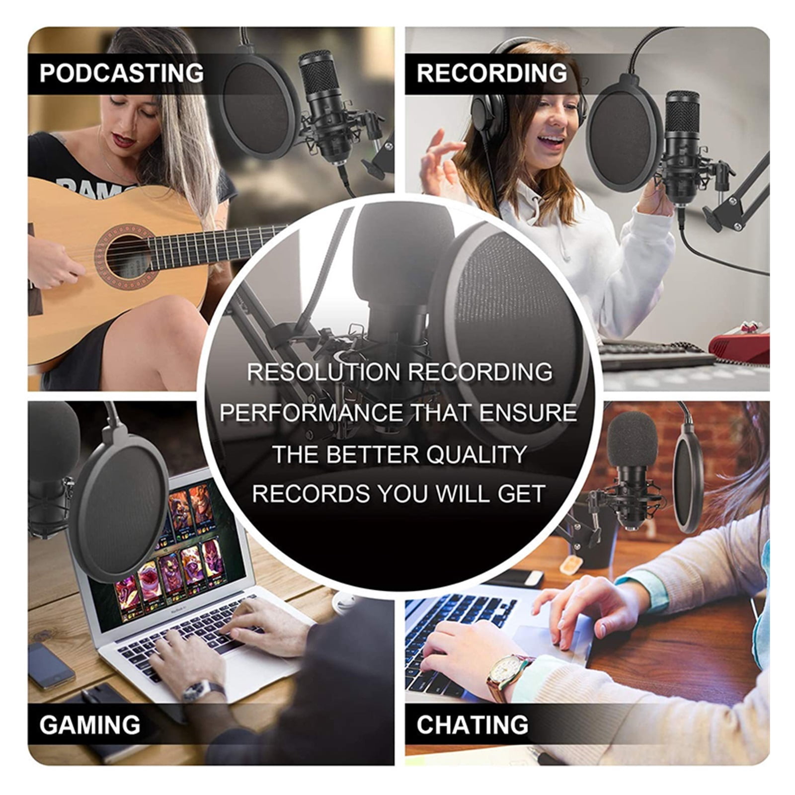 Condenser Microphone with V8S Live Sound Card(Optional)for Live Streaming,Singing,Gaming