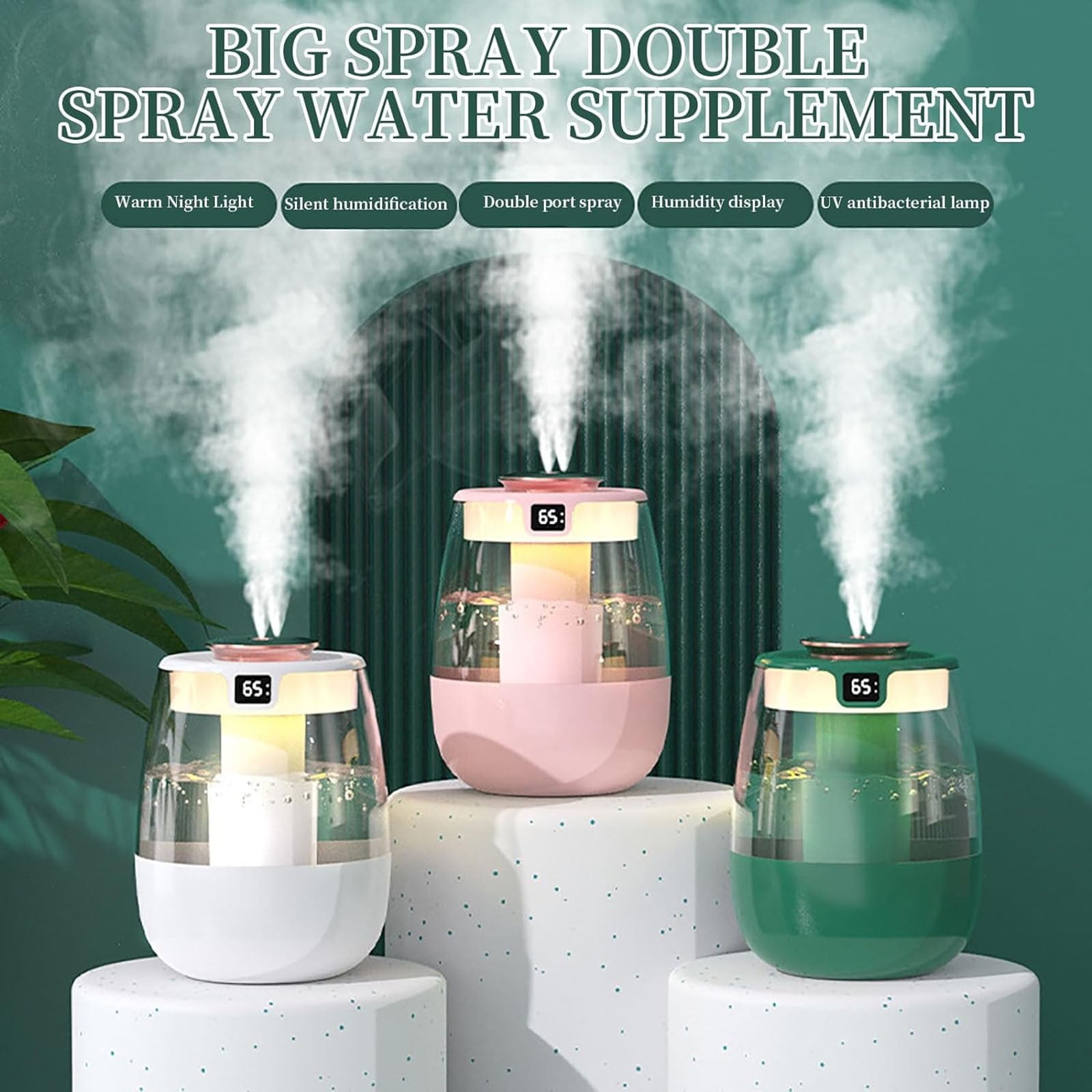 YUEVE Quiet Cool Mist Humidifiers With LED Light USB Double Spray Heavy Fogss Silent Digital Humidifier Multipurpose Humidifier Humidifiers For Home Bedroom Vaporizer compatible with Machine for Kids