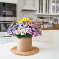 thumbnail image 5 of ZOELNIC 6 Bundles Artificial Fake Pansies Outdoors Flowers UV Resistant Silk Pansy Plastic Faux Plants for Home Outside Garden Window Box Farmhouse Planters Front Door Porch Patio Decor, Purple, 5 of 7