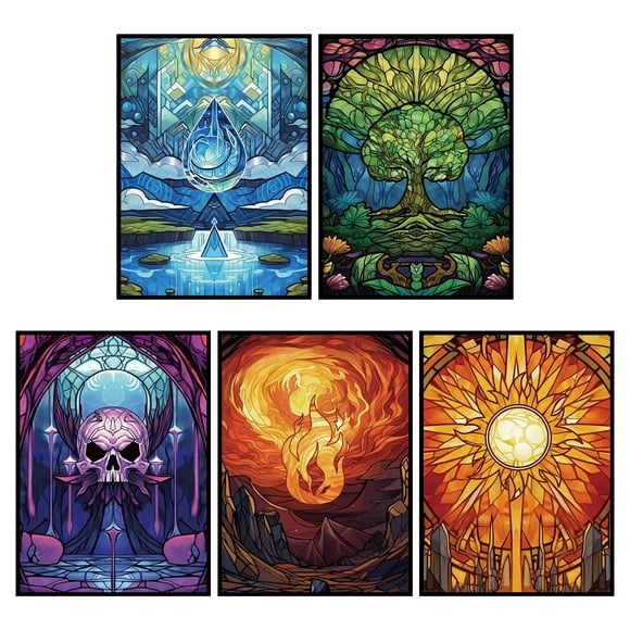 UAONO MTG Card Sleeves 500ct - Five Colors - Art Card Sleeves Deck Protector, Clear Front & Matte Textured Back, Sleeves for Magic The Gathering