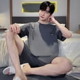 thumbnail image 7 of 2024 Men‘s Summer Casual Sleepwear Sets Homewear Suits 2pcs Modal T-shirt and Shorts Oversized Pajamas Male L-5XL Pjs pyjama, 7 of 7