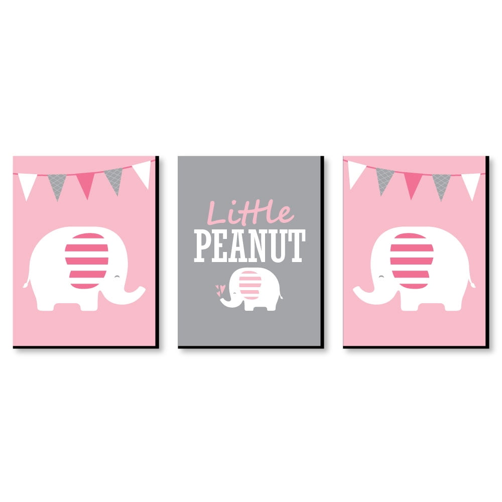 Big Dot of Happiness Pink Elephant - Baby Girl Nursery Wall Art and Kids Room Decorations - Gift Ideas - 7.5 x 10 inches - Set of 3 Prints