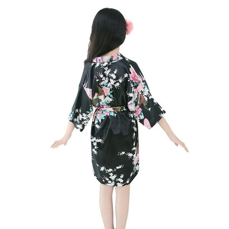 

Satin Robes Toddler Bathrobe Girls Kimono Sleepwear Clothes Floral Kid Girls Coat&jacket
