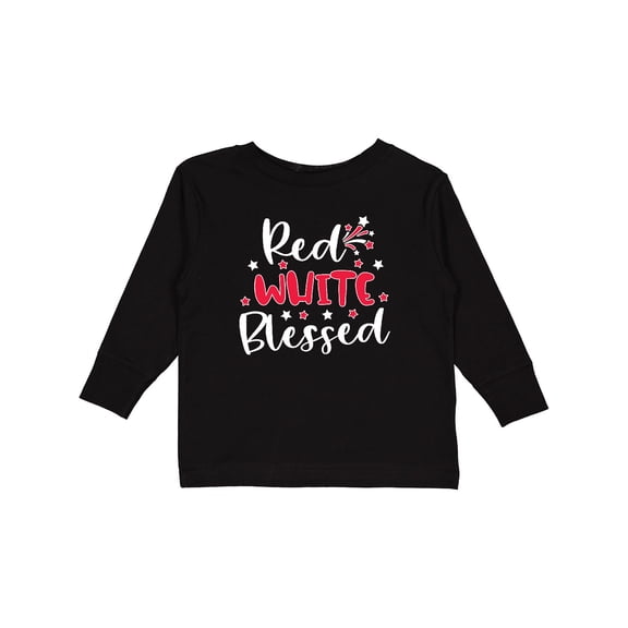 Inktastic 4th of July Red White Blessed Fireworks Boys or Girls Long Sleeve Toddler T-Shirt