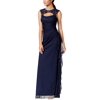 Betsy & Adam Women's Dress Cutout Lace Sequin Ruffle Gown