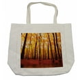 thumbnail image 1 of Nature Shopping Bag, Forest Trees in the Fall with Orange Warm Leaves Lake Woodsy Design Farmhouse, Eco-Friendly Reusable Bag for Groceries Beach and More, 15.5" X 14.5", Cream, by Ambesonne, 1 of 2