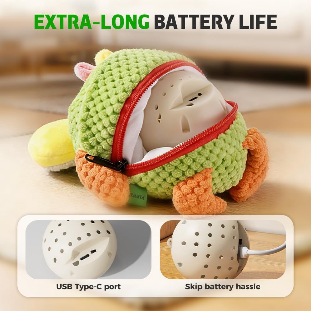 Active Moving Pet Plush Toy, Moving Interactive Squeaky Dog Toy Small Dog Toys, Upgrade Rechargeable Squeaky Dog Ball Toy