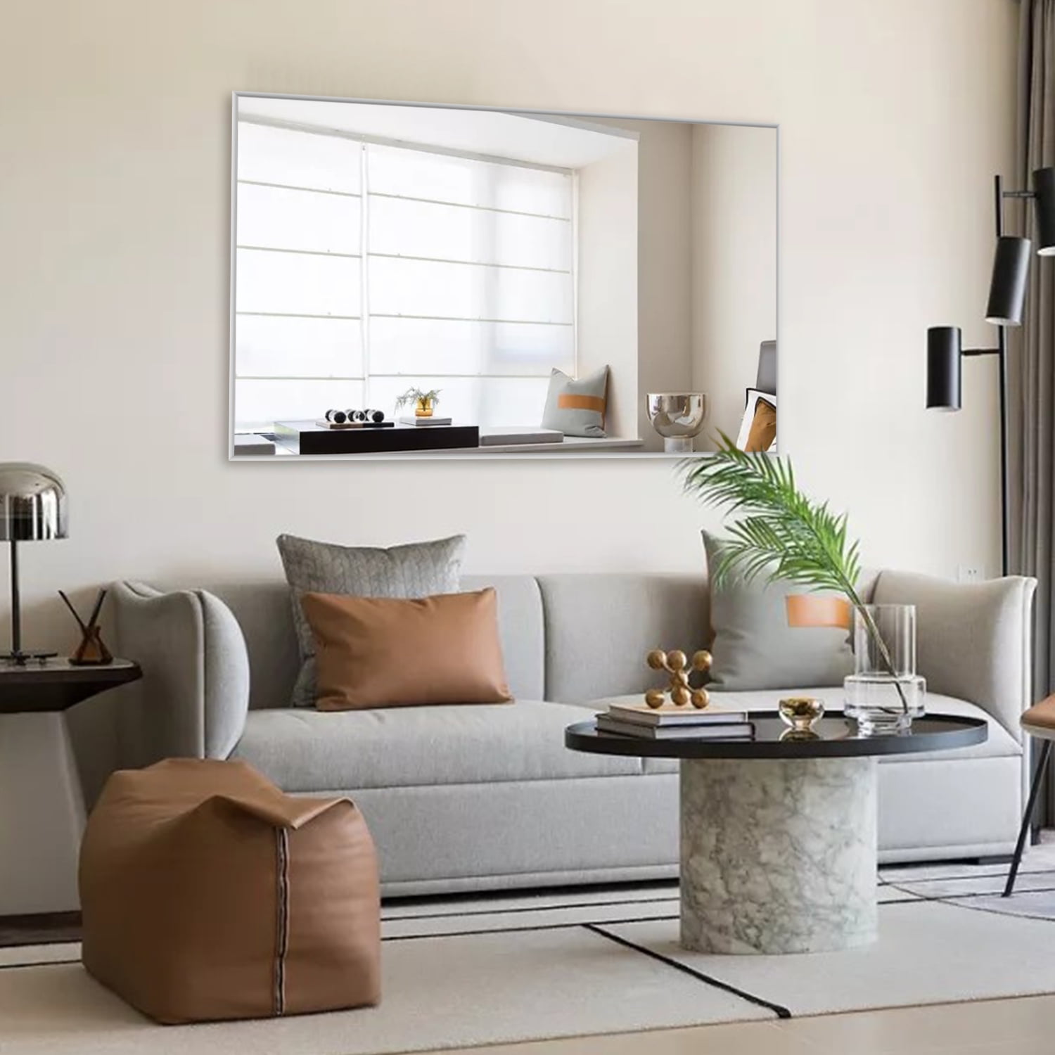 51"x32" Silver Modern Full Length Mirror
