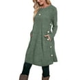 thumbnail image 2 of Fantaslook Long Sleeve Womens Dresses Crew Neck Buttons Tunic Sweater Dress with Pockets, 2 of 9