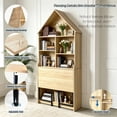 thumbnail image 6 of Leumius Folding Craft Desk with Storage Shelves, Convertible Hideaway Desk to Bookshelf, Foldable Desk with Storage, Disappearing Desk for Living Room Home Office Natural, 6 of 9