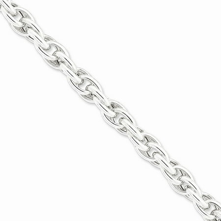 Sterling Silver 7.75in 9.85mm Hollow Loose Mens Rope Chain Bracelet