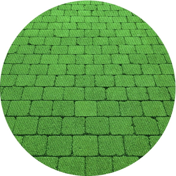 Ahgly Company Machine Washable Indoor Round Transitional Green Area Rugs, 5' Round