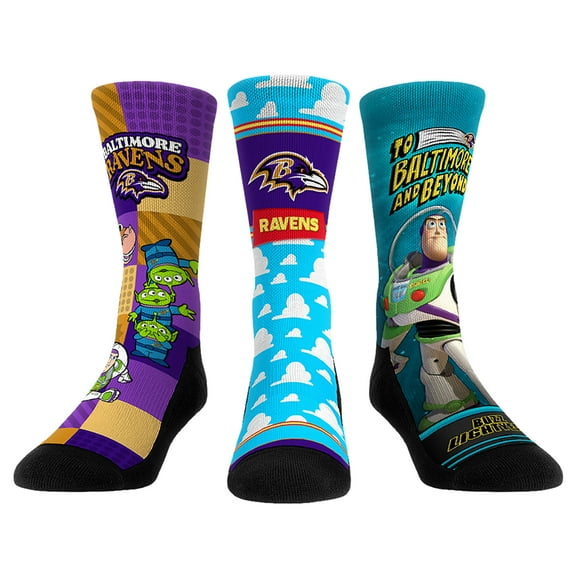 Unisex Rock Em Socks Baltimore Ravens Toy Story 3-Pack Crew Socks