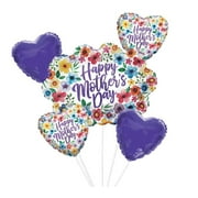 burton + BURTON Happy Mother's Day Balloon Bouquet, 11.5-inch Length, Purple, Party Event Accessories