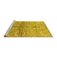 thumbnail image 2 of Ahgly Company Machine Washable Indoor Square Oriental Yellow Traditional Area Rugs, 6' Square, 2 of 4