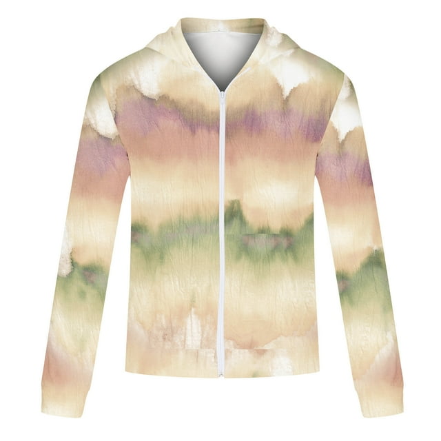 Sudadera para hombre Otoño Sudaderas Casual Deportes Fitness Con capucha Cremallera Gradient Tie-Dye Print Jacket Odeerbi ODB-5