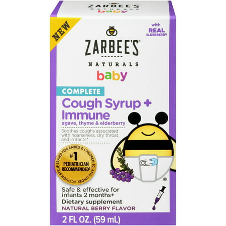 Zarbee's Naturals Complete Baby Cough Syrup + Immune, Agave, Thyme & Elderberry, 2 fl (Best Cough Medicine For Baby 2 Year Old)