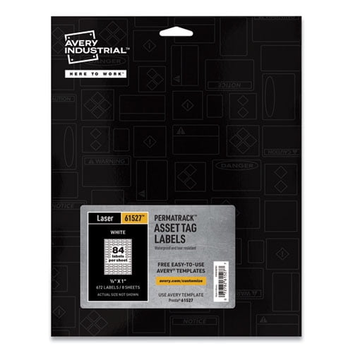Permatrack Durable White Asset Tag Labels, Laser Printers, 0.5 X 1, White, 84/sheet, 8 Sheets/pack | Bundle of 2 Packs