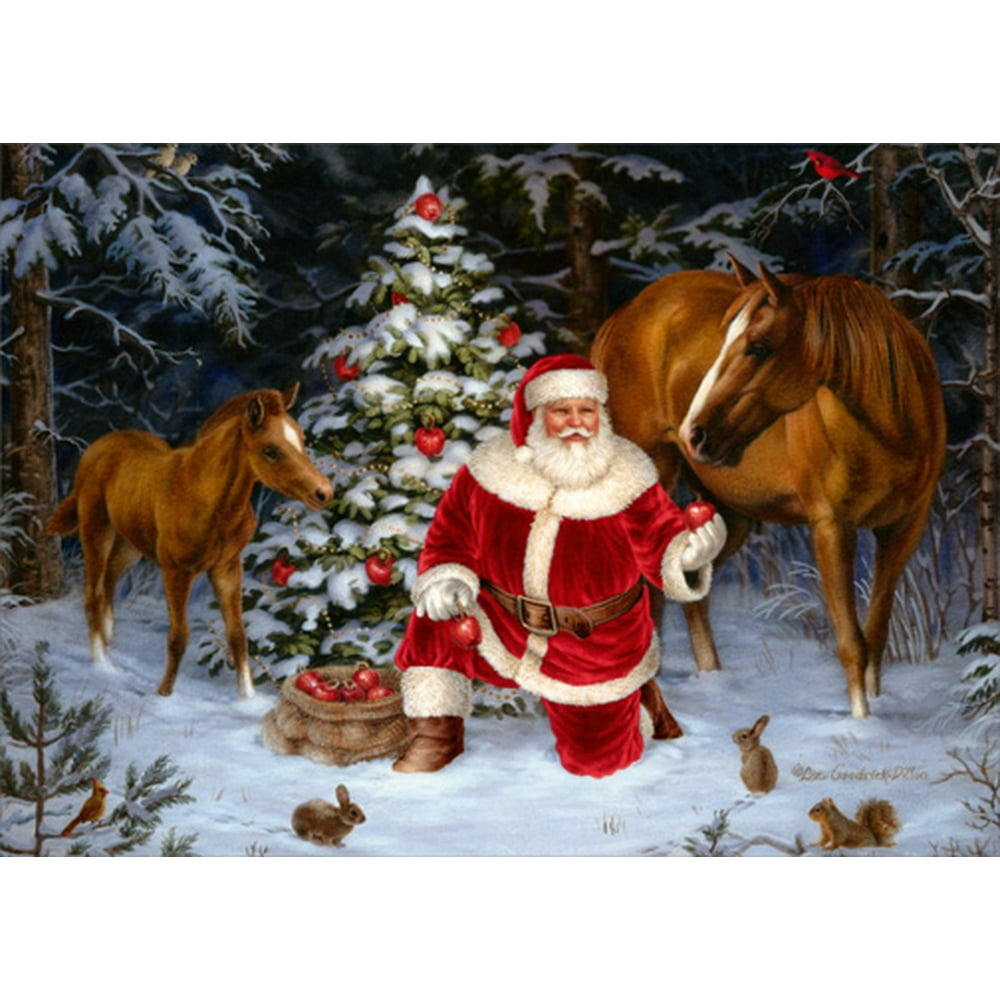 LPG Greetings Santa with Two Horses Box of 18 Christmas Cards Walmart