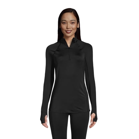 Lands  End Women s Thermaskin Heat Long Sleeve Quarter Zip Long Underwear Thermal Baselayer Top