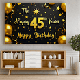thumbnail image 4 of Black Background Happy 45th Years Birthday Banner Gold Star Balloon Decor Party Supplies Photography Props Birthday Decoration Backdrop Decorations, 4 of 8